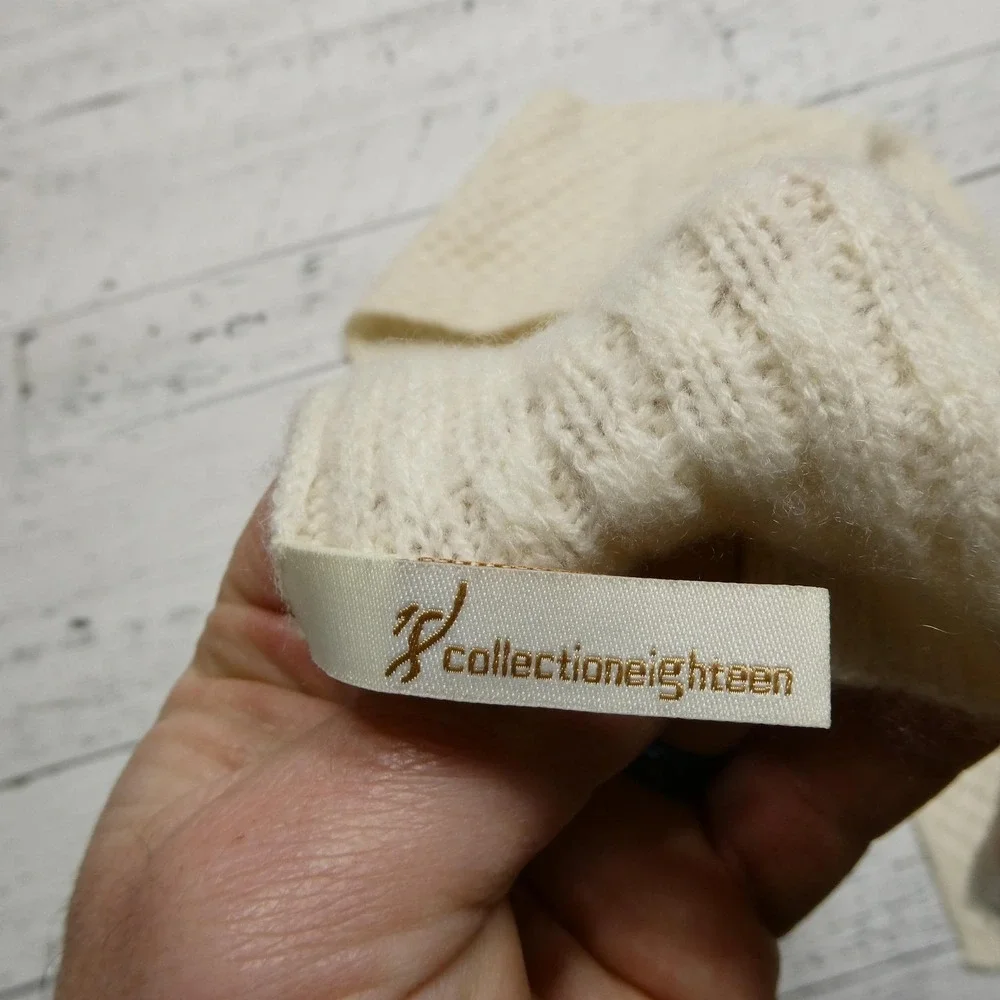 Collectioneighteen Cashmere Scarf Womens One Size White Knit Textured Winter